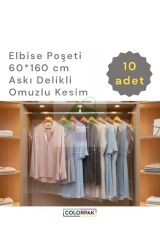 Abiye Gelinlik Pardesü Poşeti 60*160 CM Askı Delikli Omuzlu 10 ADET Kıyafet Koruma Hurç Kılıf Naylon