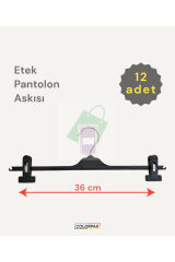 Etek Pantolon Askısı (12 ADET) Elbise Askısı (MANDALLI ASKI) Siyah Plastik