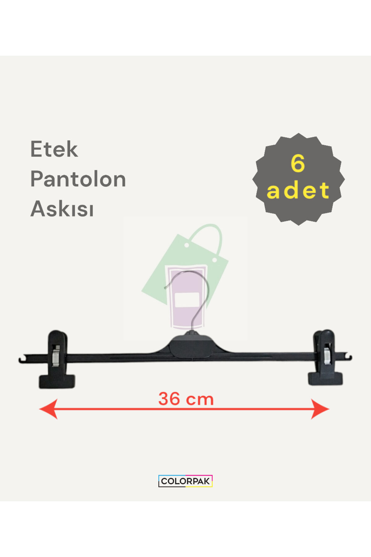 Etek Pantolon Askısı (6 ADET) Elbise Askısı (MANDALLI ASKI) Siyah Plastik
