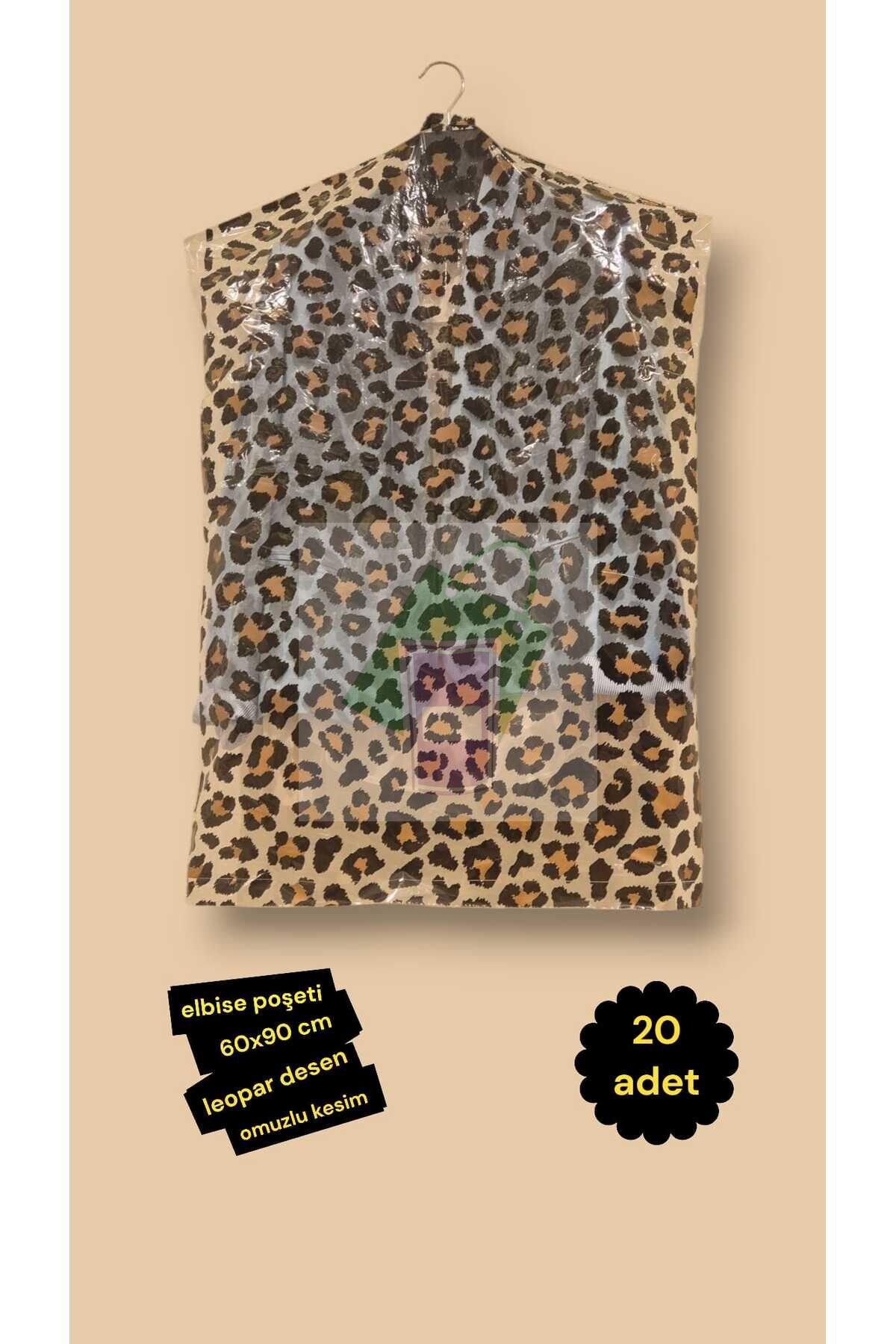Elbise Poşeti LEOPAR DESEN (60X90 CM) Askı Delikli (20 ADET) Şeffaf Kıyafet Koruma Hurç Kılıf Naylon