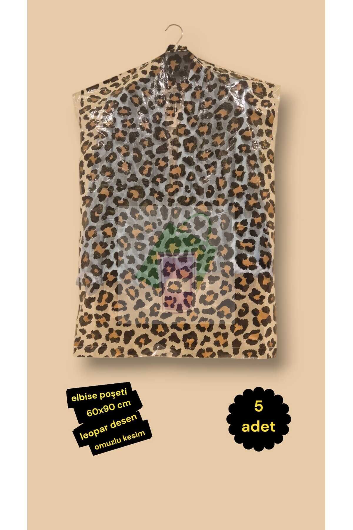 Elbise Poşeti LEOPAR DESEN (60X90 CM) Askı Delikli (5 ADET) Şeffaf Kıyafet Koruma Hurç Kılıf Naylon