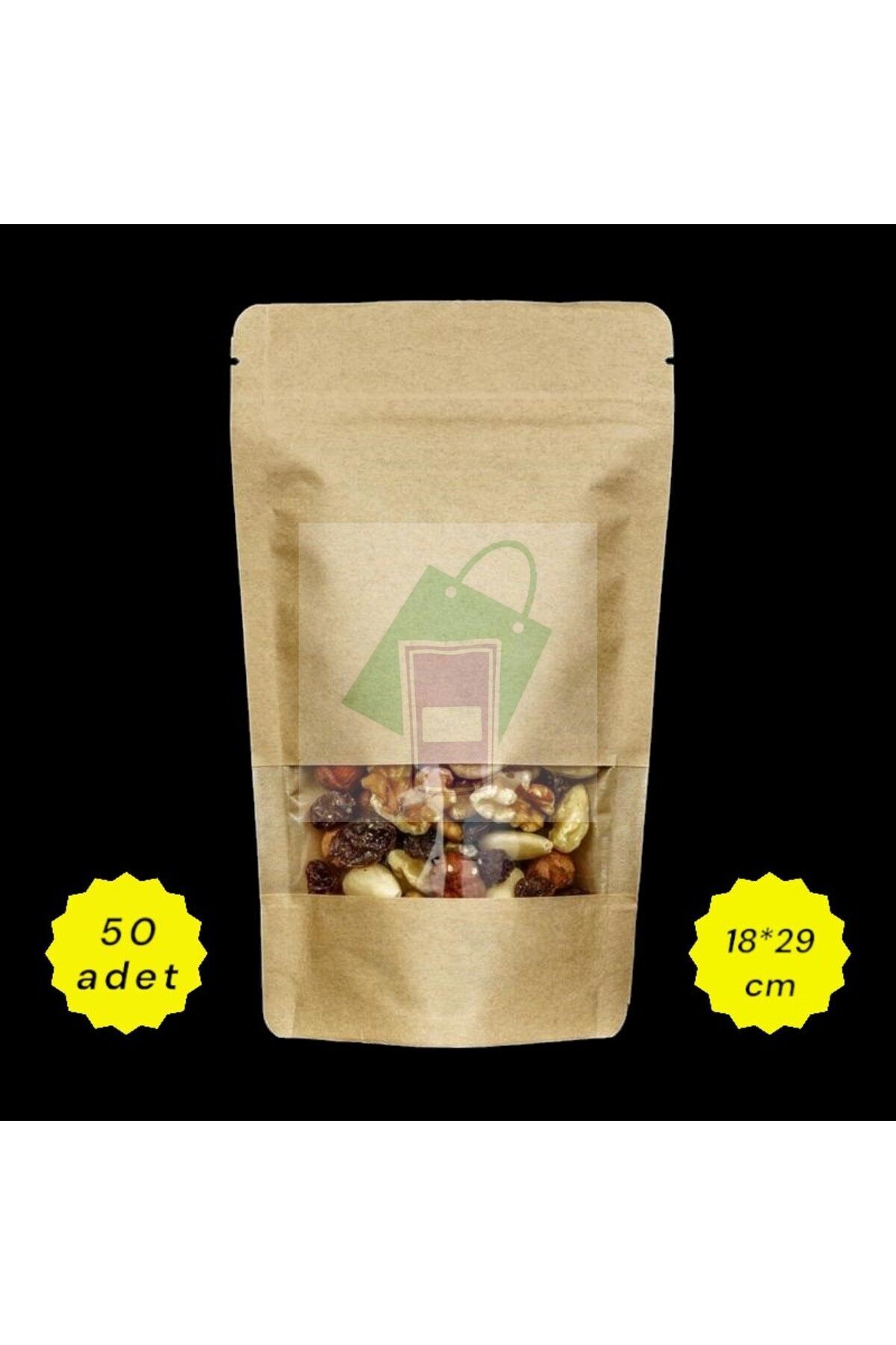 DOYPACK (18*29 cm) Kraft Pencereli (50 adet)