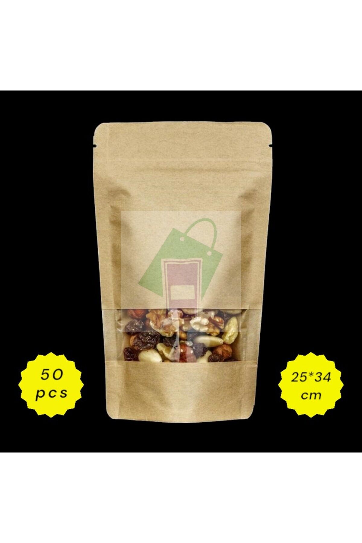DOYPACK (25*34 cm) Kraft Pencereli (50 adet)