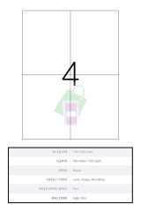 Lazer Etiket A4 Kendinden Yapışkanlı 105*148,5 mm (laser-inkjet için) 100 sayfa