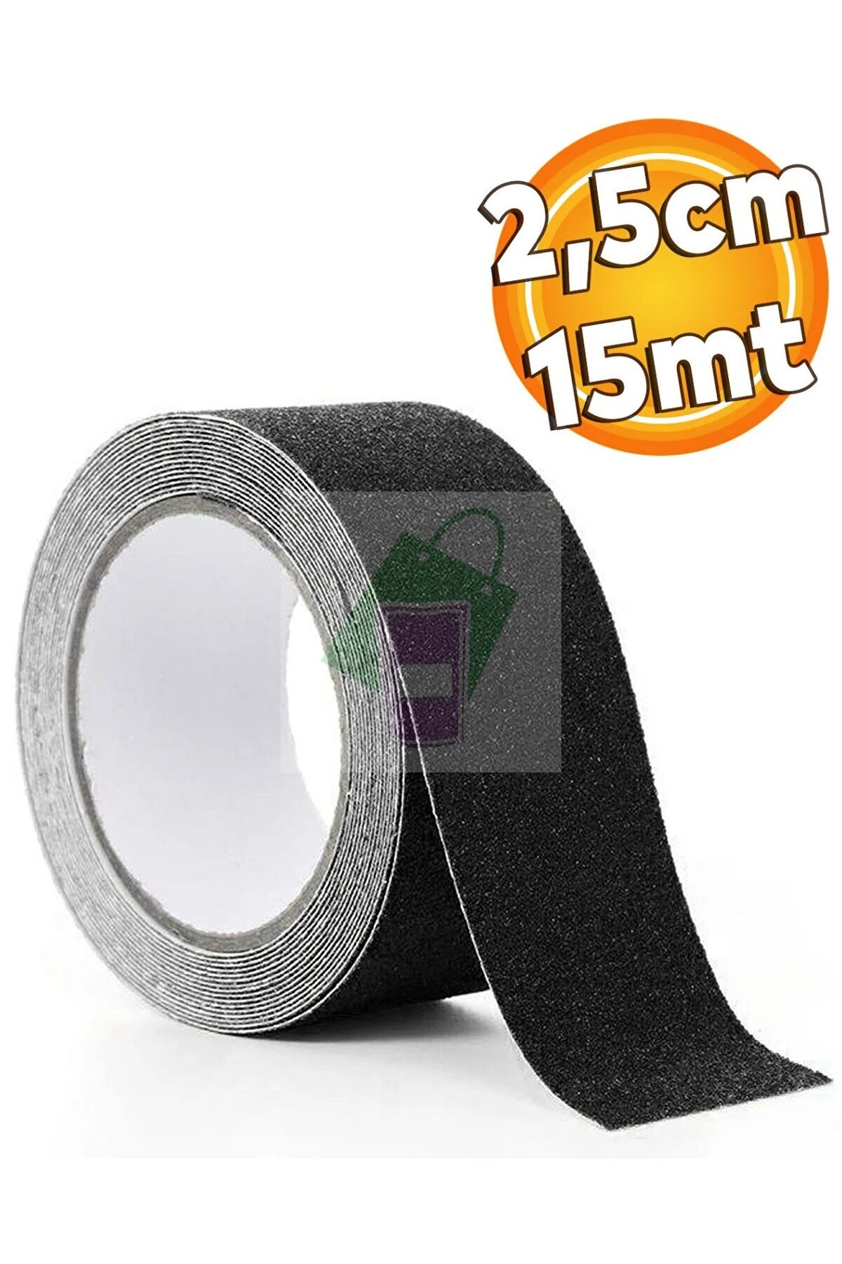 Merdiven Zemin Kaydırmaz Bant Yapışkanlı Kaymaz Bant Siyah 2,5 Cm X 15 Metre
