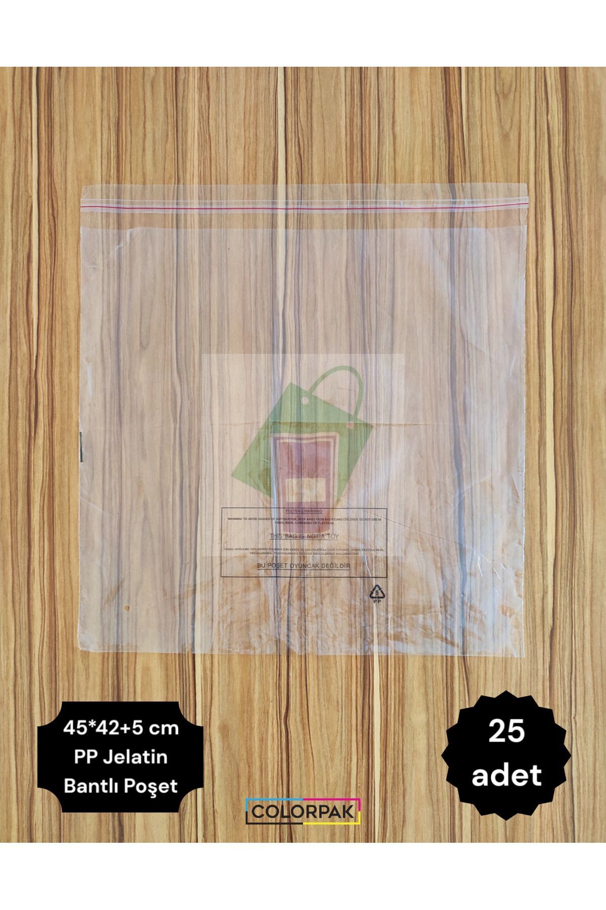 Şeffaf Jelatin Poşet (45*42+5 cm) bantlı yapışkanlı (25 adet)