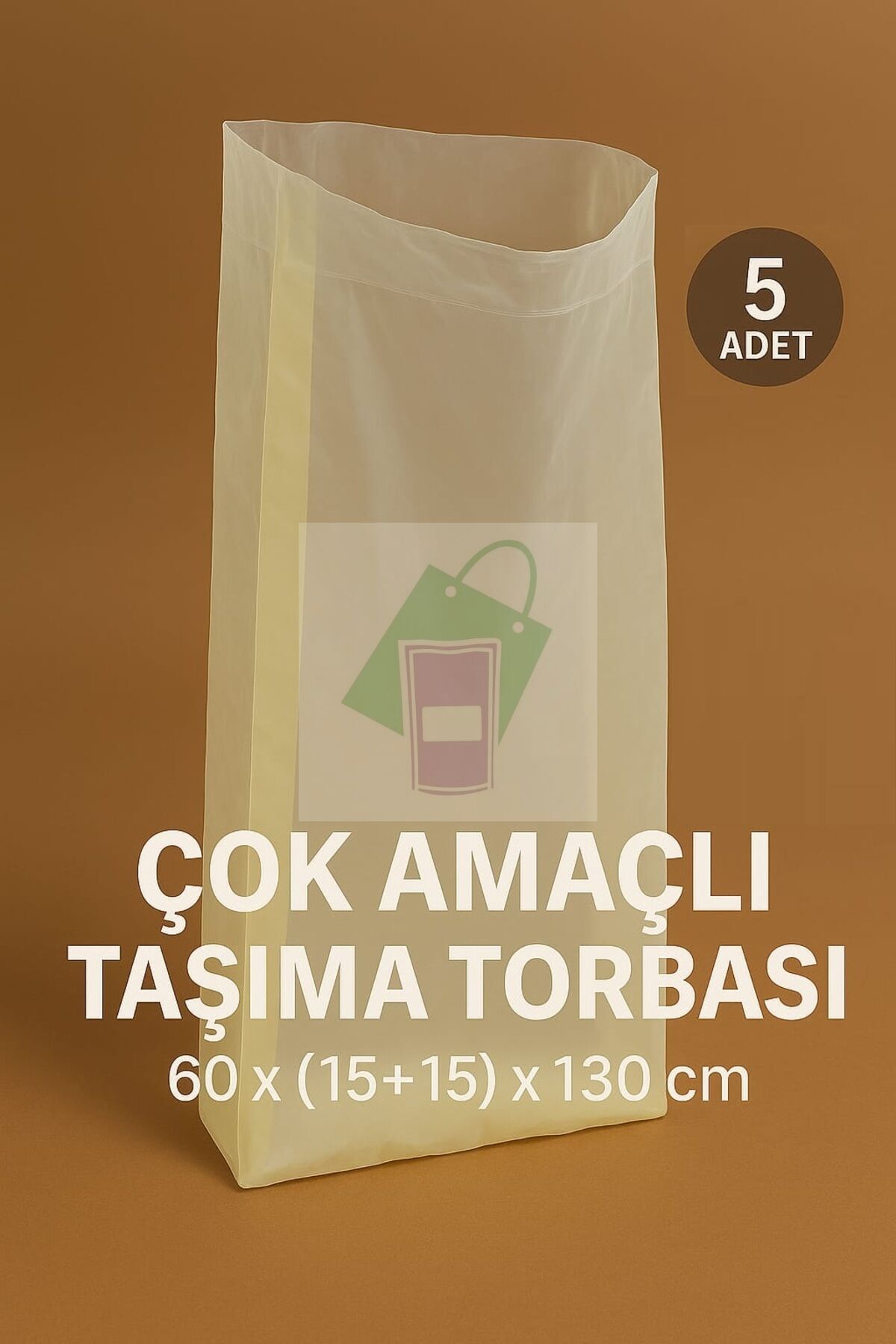 Ev Taşıma Torbası Çok Amaçlı Plastik Çuval 60x(15 15)x130cm Krem Renk (5 ADET) Kalın Kurban Poşeti