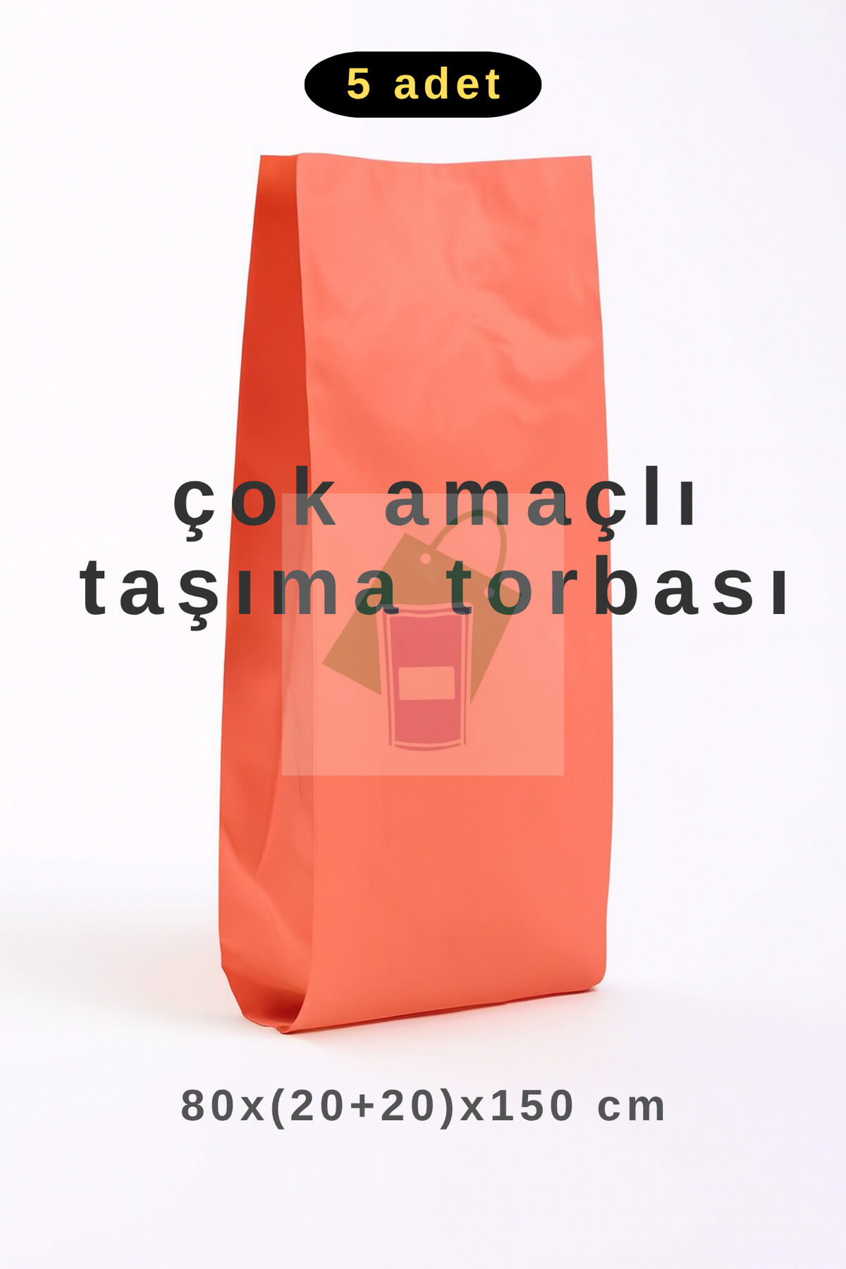 Çok Amaçlı Taşıma Torbası 80x(20+20)x150cm Kırmızı Renk (5 ADET) Plastik Çuval