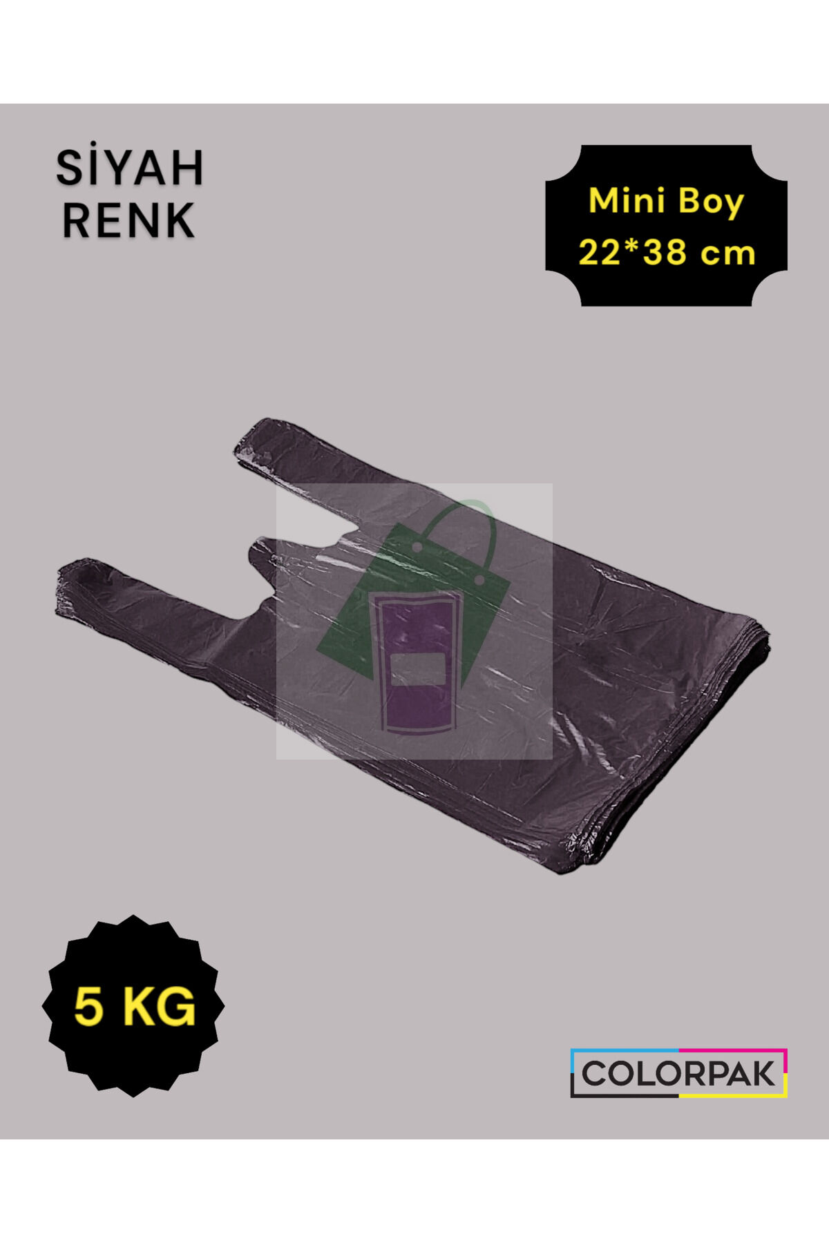 Atlet Poşet (22*38 cm) SİYAH (5 KG) Market Poşeti
