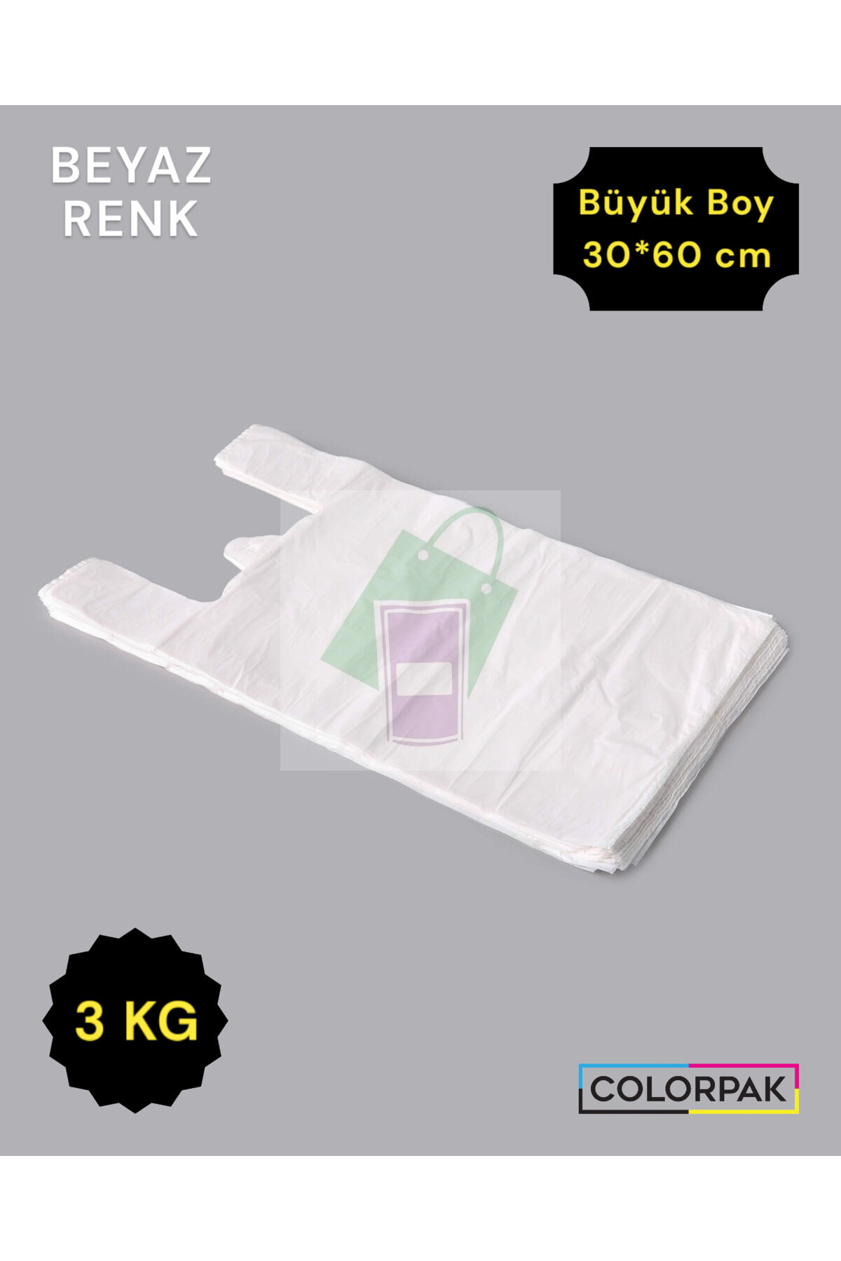 Atlet Poşet (30*60 cm) BEYAZ (3 KG) Market Poşeti
