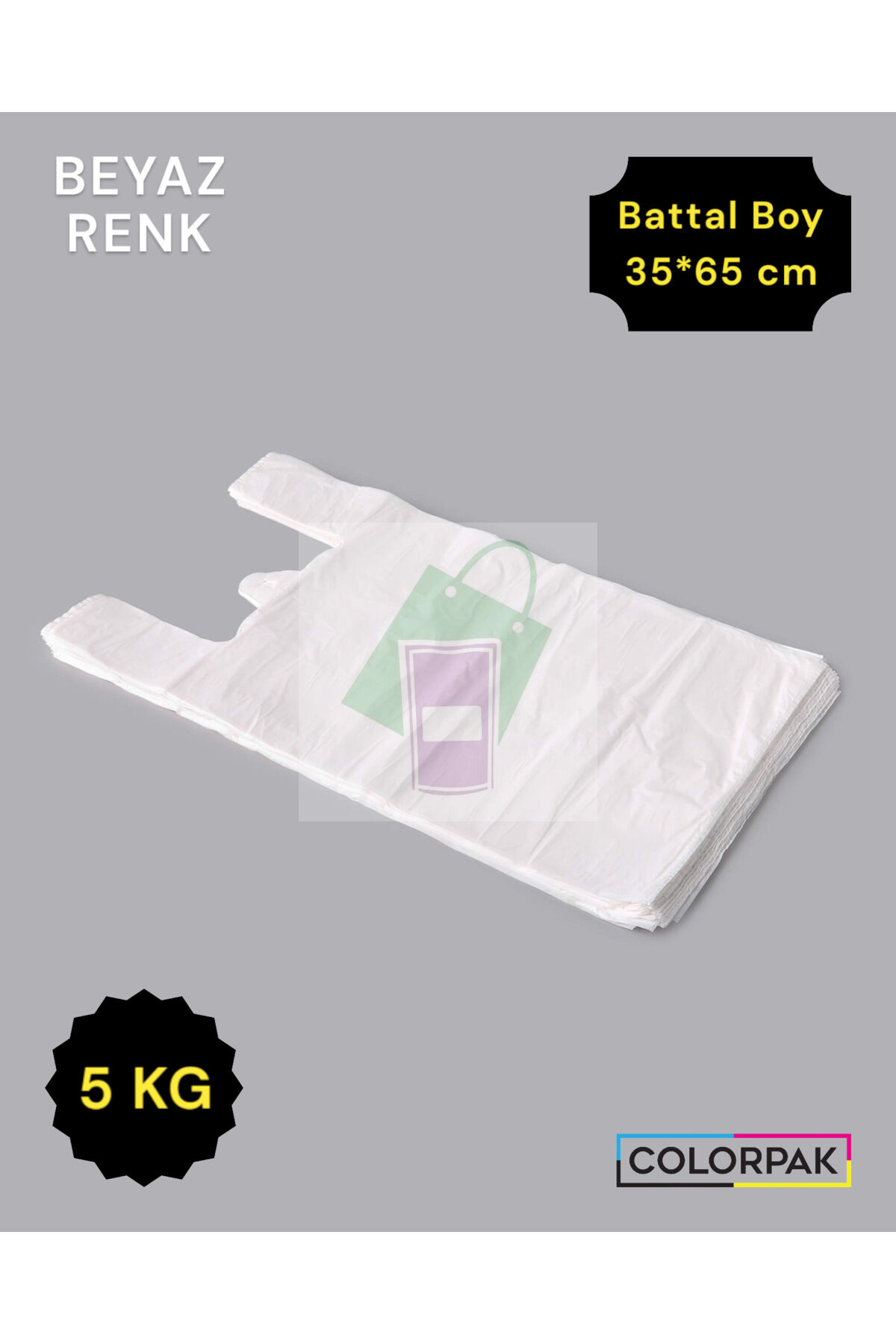 Atlet Poşet (35*65 cm) BEYAZ (5 KG) Market Poşeti