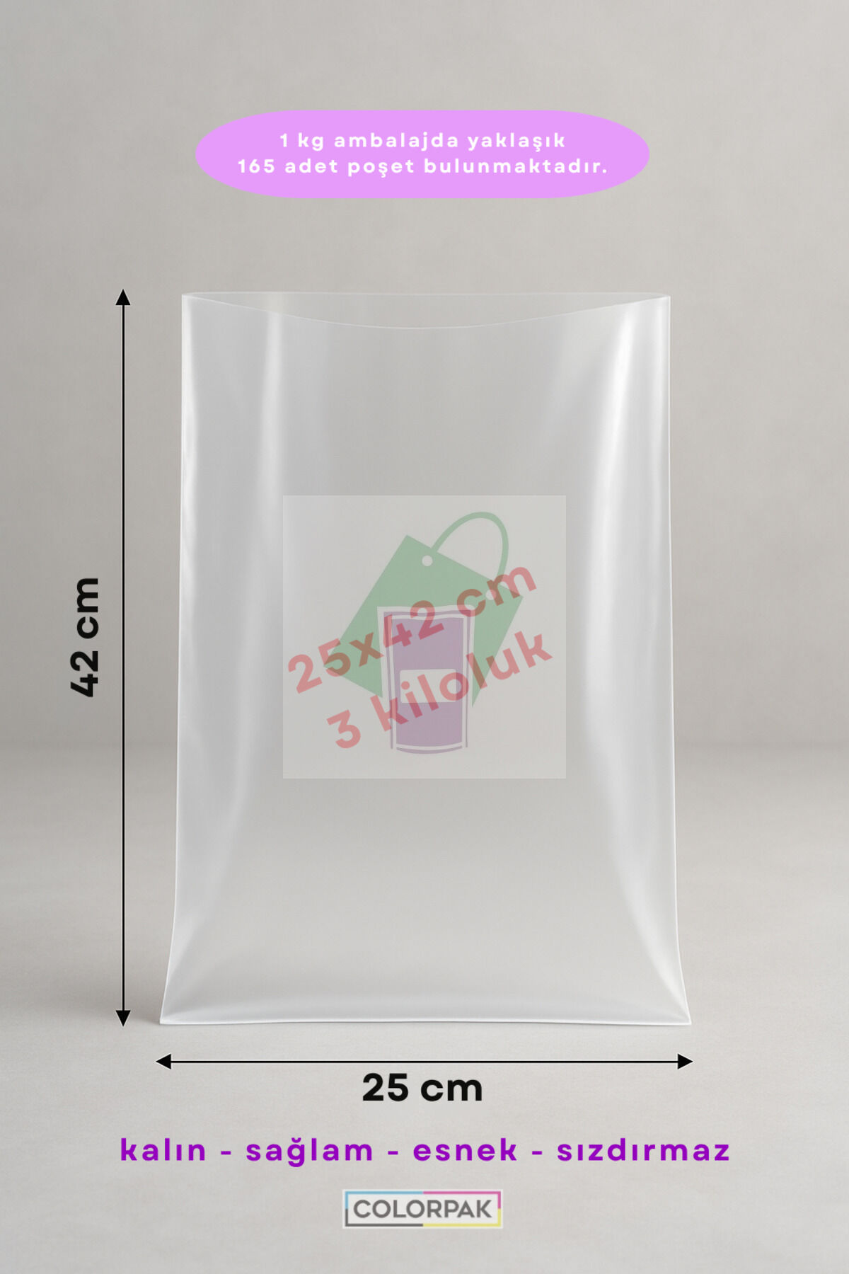 ŞEFFAF NAYLON TORBA 25x42cm (üçlük) BAKLİYAT ET BUZDOLABI POŞETİ miktar:1 kg