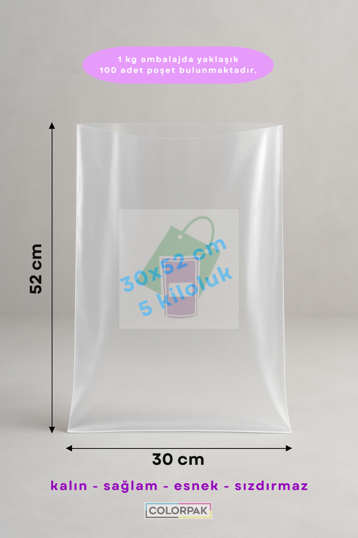 ŞEFFAF NAYLON TORBA 30x52cm (beşlik) BAKLİYAT ET BUZDOLABI POŞETİ miktar:1 kg