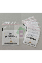 BAYRAM Özel Baskılı Kendinden Yapışkanlı Hediye Poşeti – 10x10 cm - 50 Adet Karışık Desen