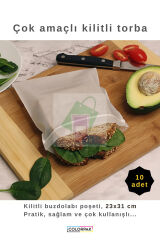 Çok Amaçlı Kilitli Torba (10 Adet) 23x31 cm kilitli kalın buzdolabı poşeti sandviç beslenme torbası