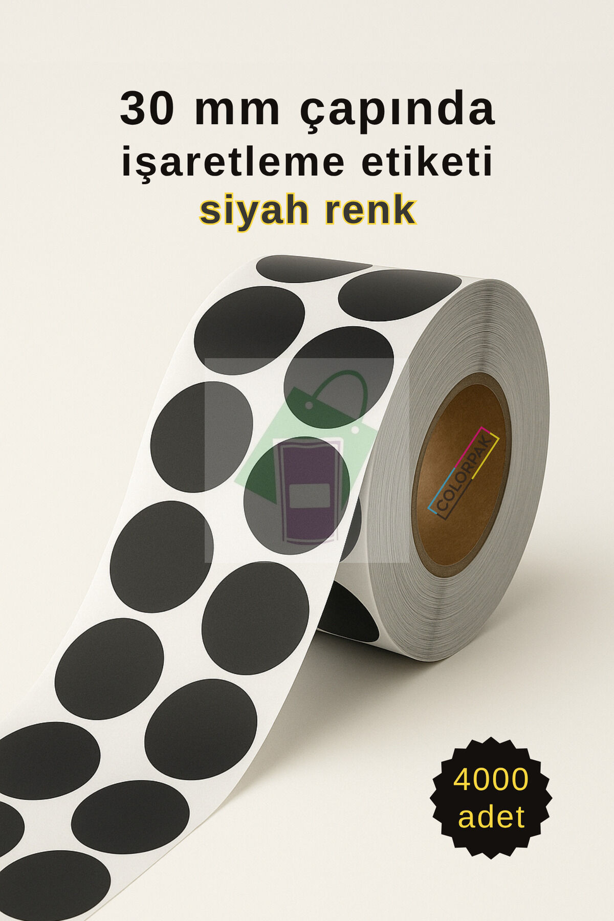 30 mm Nokta Etiket Siyah 4000 adet İşaretleme Etiketi