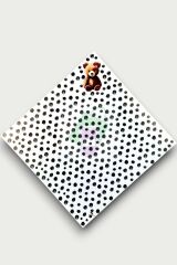 Çiçek Buket Ambalaj Kağıdı Jelatini (Ayıcık Desenli Siyah Puantiye) Beyaz OPP 55x55cm (10 adet)