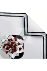 Çiçek Buket Ambalaj Jelatin Kağıdı (BEYAZ ZEMİN VE SİYAH KENARLI) Mat Opp 55x55cm (10 ADET)