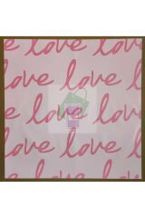 Çiçek Buket Ambalaj Jelatin Kağıdı (LOVE pembe) Opp 55x55cm 10 adet