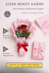 Çiçek Buket Ambalaj Jelatin Kağıdı (LOVE pembe) Opp 55x55cm 5 adet