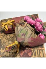 Çiçek Buket Ambalaj Kağıdı - Hediye Paketleme Kağıdı (Genç Aşıklar Serisi) KRAFT 55x55cm (5 adet)