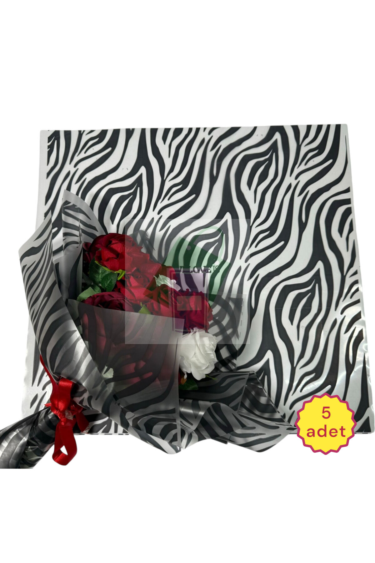 Çiçek Buket Ambalaj Jelatin Kağıdı (ZEBRA DESEN) Mat Opp 58x58cm (5 adet)